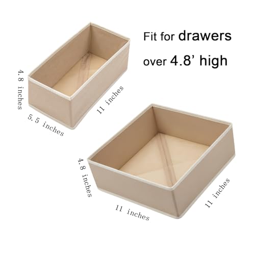 Drawer Organizer Set of 4- Fabric Storage Bins for Clothes, Underwear, Socks & Bras - 11" Dresser Dividers for Bedroom Closet - view 3