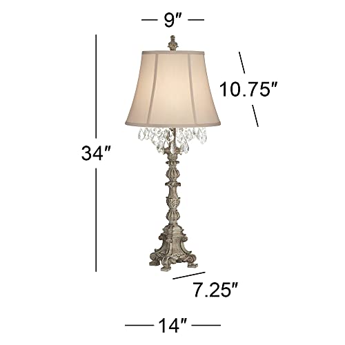 Duval 34" Large Table Lamp Crystal Accents French Candlestick White - view 4