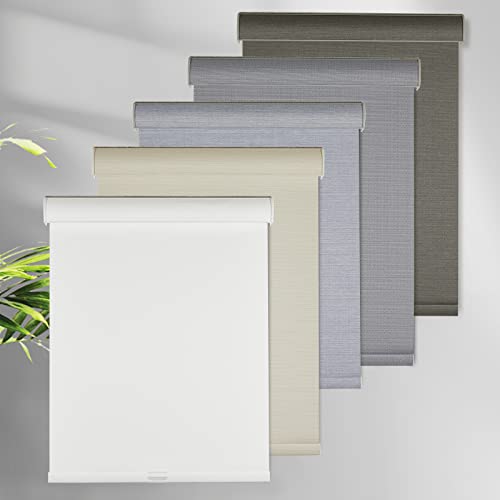 Custom Size White Cordless 100% Blackout Roller Shades for Windows