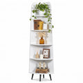 5-Tier Curved Corner Shelf, 66.93" Tall Display Rack, White