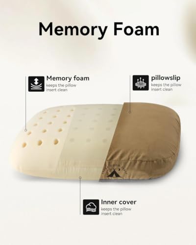 Camping Memory Foam Pillow - Ultralight Travel Pillow,Backpacking Pillow with Removable Cover,Ergonomic Pillows,Neck Lumbar Support for Outdoor Camp,Sport,Hiking,Backpacking Sleep (Brown) - view 6