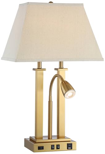 Deacon 26" Gold Tall Desk Lamp Gooseneck USB Port Outlet Brass Antique - view 2