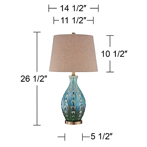 26 1/2" Tall Table Lamp Peacock Blue Modern Ceramic Vase Teal Mid Century - view 4