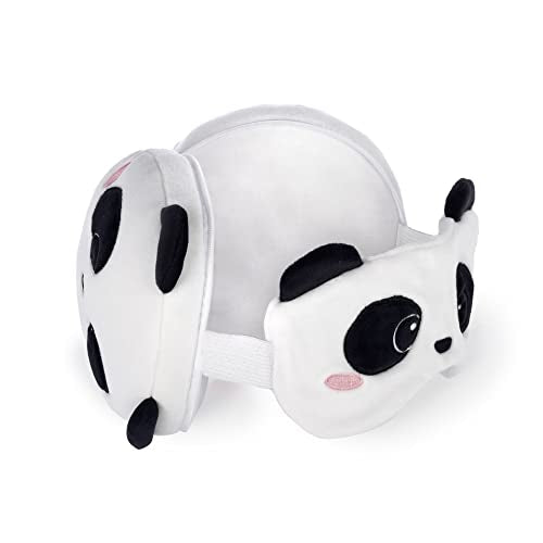 Travel Pillow with Night Mask, Panda Zip Closure, Space Saver, Hook for Convenient Carry, Small Pocket on Back, 16 x 16 cm - view 3