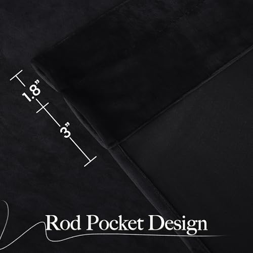 Black 192 inch Long Velvet Curtains for High Living Room - view 4