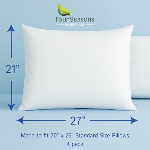 Standard Pillow Protectors (Set of 4) – Hypoallergenic Pillow Cover Waterproof Dust Allergen Proof Zippered Encasement - view 2
