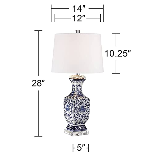 28" Tall Table Lamp Floral Iris Blue White Porcelain Traditional Asian - view 4