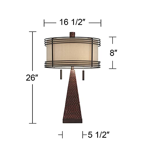 Niklas 26" Tall Table Lamp USB Bronze Brown Hammered Industrial - view 4