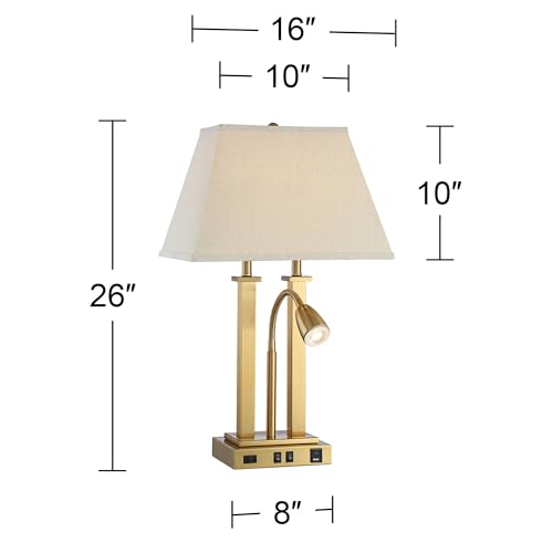Deacon 26" Gold Tall Desk Lamp Gooseneck USB Port Outlet Brass Antique - view 4