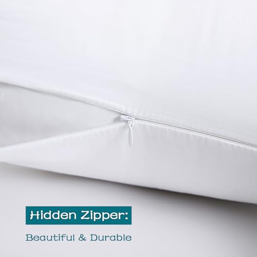 100% Cotton Zippered Pillow Cases King Size Set of 4, Super Soft & Breathable Pillow Protectors with Zipper, White Pillow Case Covers 20x36 Inches - view 3