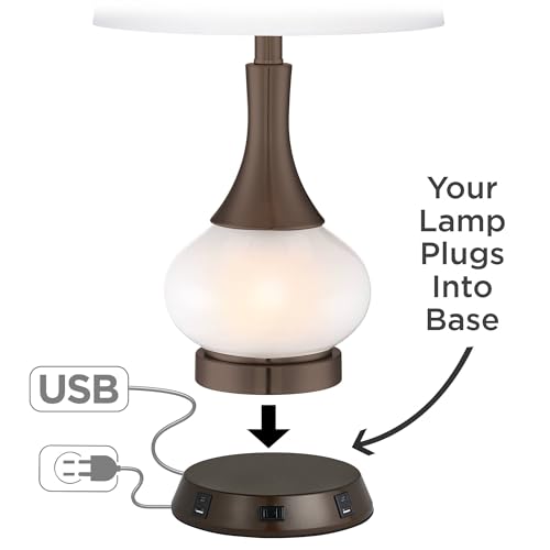 Buckhead 22" High Table Lamp Brown USB Workstation Base Warm Bronze Urn - view 3