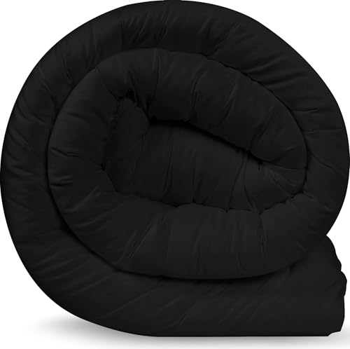 Comforter Duvet Insert, Quilted Comforter with Corner Tabs, Box Stitched Down Alternative Comforters (Black, King UK) - view 4