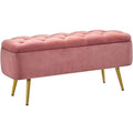 Storage Ottoman Bench for Bedroom, Velvet End of Bed Bench, Pink