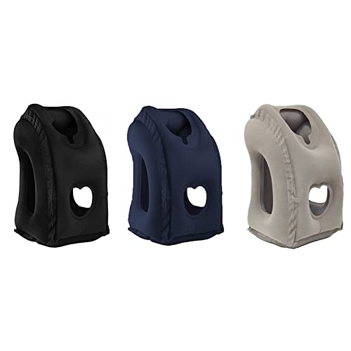 Inflatable Travel Pillow, Multifunction Travel Neck Pillow Air Cushion, Comfortable Airplane Travel Pillow, Portable Neck Support Pillow on Flights, Car, and at Home(Grey) - view 3