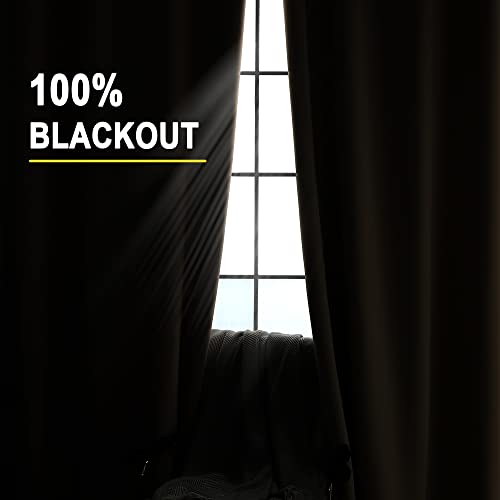Thermal Insulated Curtains 100% Blackout Curtains for Bedroom 45 Double Layer Grommet Curtains with Black Liner Thermal Insulation Drape Full Room Darkening Beige 52”W x 45”L 2 Panels - view 2