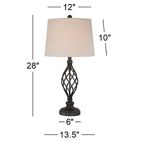 Annie 28" Tall Table Lamps Set of 2 Open Scroll Iron Bronze Brown - view 4