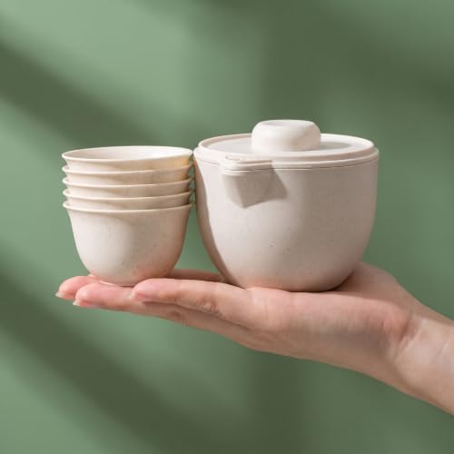 Portable Tea Set with Bowl Cups Tray and Pot for Hiking and Camping - view 6