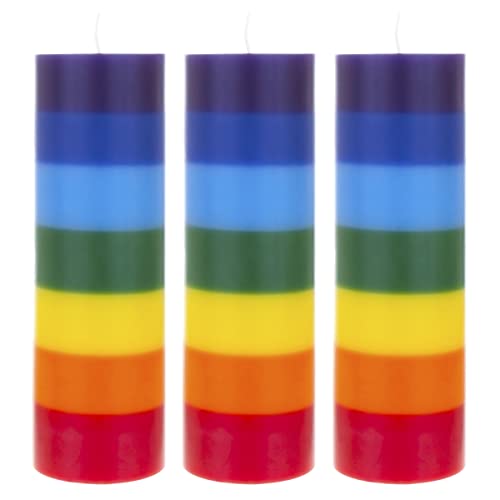 3 pcs Unscented Multi Color Solid Pillar Chakra Candles, Hand Poured Premium Wax Candle 3 Inch x 9 Inch, 100% Cotton Wick, Positive Energy, Healing, Meditation, Relaxation, Reiki, Yoga