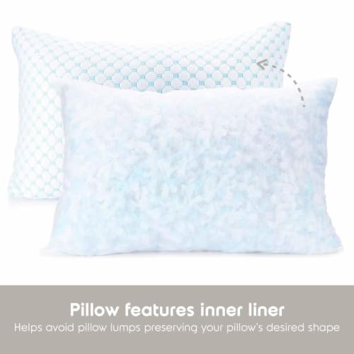 Cooling Pillow, Shredded Memory Foam Pillows King Size Set of 2, Gel Infused Cool Pillow, Adjustable King Size Pillow for Sleeping, Breathable King Pillow, Washable Removable Bed Pillow Cover - view 5