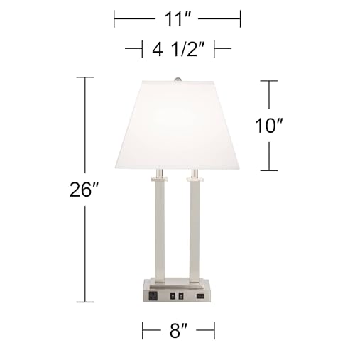 Amity 26" Tall Desk Lamp Port Outlet USB Charging Ports Modern Brushed - view 4