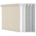 Blackout Roller Shades for Windows,Free-Stop Cordless Roller Blinds with Cassette Valance,Striped Jacquard Window Shades for Bedroom,Thermal Insulated Fabric,Beige,45.5" W x 76" H