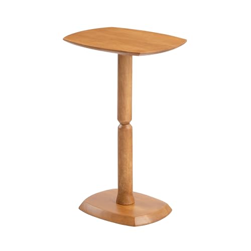 Cooper 22" Solid Wood Pedestal Side Table, Mid Tone Honey