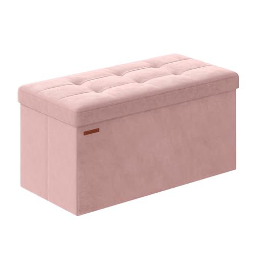 Storage Ottoman Bench, 30 Inches Velvet Foldable Foot Rest