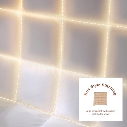 Goose Feather Down Comforter Queen Size, Soft All Season Medium Warmth Duvet Insert, Luxury Hotel Bedding Comforters with 8 Corner Tabs, White, 90 X 90 in. - view 6