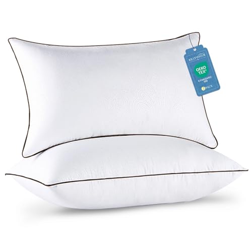 Pillows Standard Size Set of 2, Cooling and Firm Pillows with Oeko-Tex Certified Down Alternative Filling for Side, Back, and Stomach Sleepers, Hotel Collection