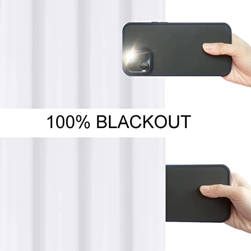 100% Blackout Curtains 52 x 84 Inches Long Thermal Insulated White Curtains with Black Liner Set of 2 Panels for Nursery Room - view 3