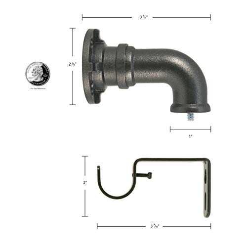 Industrial Wrap Around Telescoping Curtain Rod Set, 72-144", Bronze - view 5
