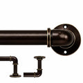 Industrial Curtain Rods for Windows 18 to 45 Inch, 1 Inch Diameter Adjustable small wrap around wraparound Blackout Heavy Duty short farmhouse metal single Drapery Rods with Aluminium Finials
