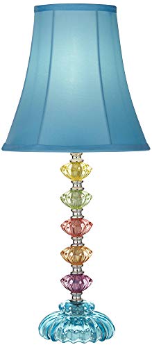 Bohemian Blue 21" High Table Lamp Glass Teal Stacked Traditional Colored