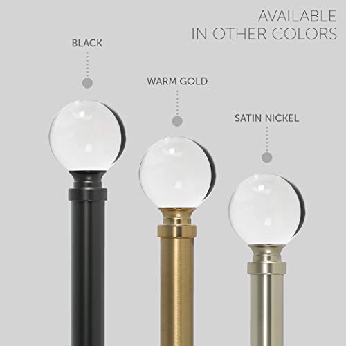 Drapery Treatment Window Curtain Rod - Acrylic Ball 1 inch Pole. 48 to 86 Inch. Black - view 3