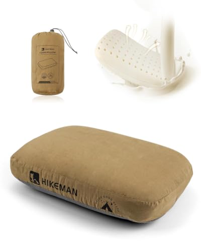 Camping Memory Foam Pillow - Ultralight Travel Pillow,Backpacking Pillow with Removable Cover,Ergonomic Pillows,Neck Lumbar Support for Outdoor Camp,Sport,Hiking,Backpacking Sleep (Brown)