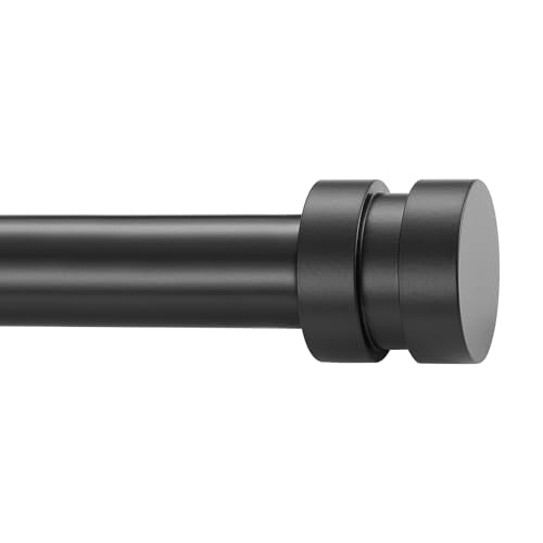 16-56 inch Long Adjustable Matte Black Curtain Rods,1 inch Diameter Splicing Heavy Duty Rod Set with Aluminum Finals for Windows, Door, Drapery