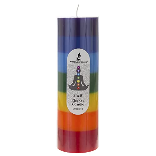 3 pcs Unscented Multi Color Solid Pillar Chakra Candles, Hand Poured Premium Wax Candle 3 Inch x 9 Inch, 100% Cotton Wick, Positive Energy, Healing, Meditation, Relaxation, Reiki, Yoga - view 2