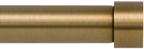 Drapery Window Curtain Rod - End Cap Style Design 1 Inch Pole. 48 to 86 Inch Color Warm Gold
