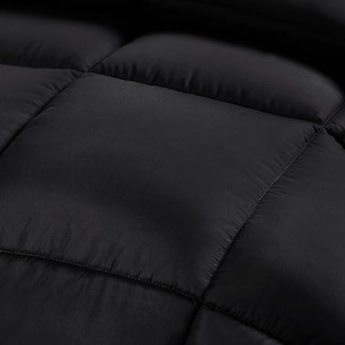 Comforter Duvet Insert, Quilted Comforter with Corner Tabs, Box Stitched Down Alternative Comforters (Black, King UK) - view 5