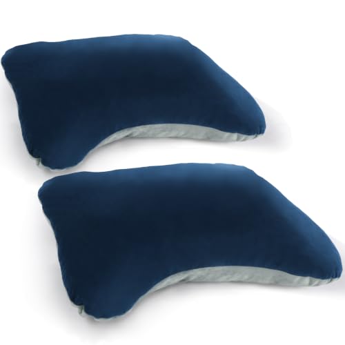 2 Pack Camping Pillow Sleeping–Memory Foam Travel Pillow,Navy Blue