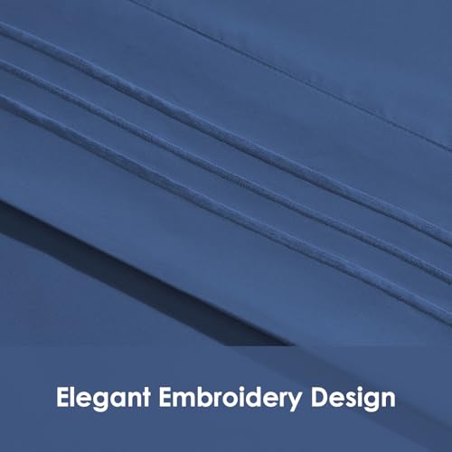 ClevaHome Sheet Set Full Size, 4-Piece Fitted Full Bed Sheets, Navy Blue - view 6