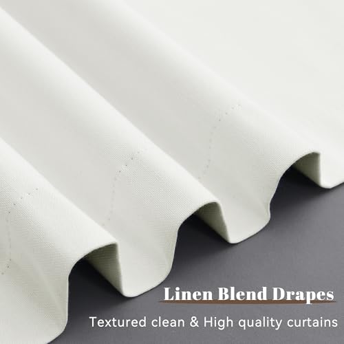 100% Blackout Linen Ivory Curtains 52x84 Inches for Bedroom - view 4