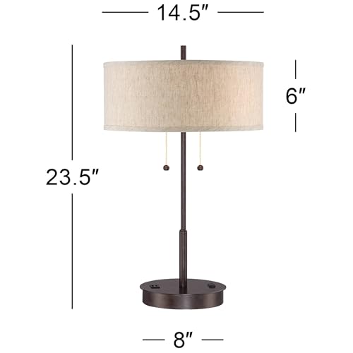Nikola 23 1/2" High Table Lamp USB and Outlet Bronze Brown Modern - view 3