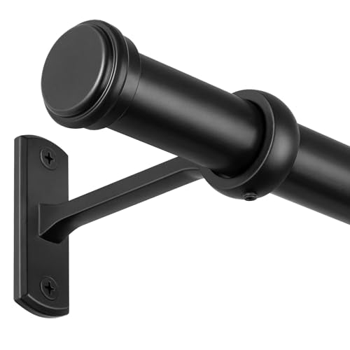 1” Heavy Duty Adjustable Curtain Rod, 72-144 inch, Black
