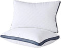 Gusseted Queen Size Bed Pillows Set of 2, Luxury Hotel Pillows