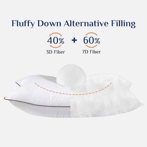 Pillows Standard Size Set of 2, Cooling and Firm Pillows with Oeko-Tex Certified Down Alternative Filling for Side, Back, and Stomach Sleepers, Hotel Collection - view 4