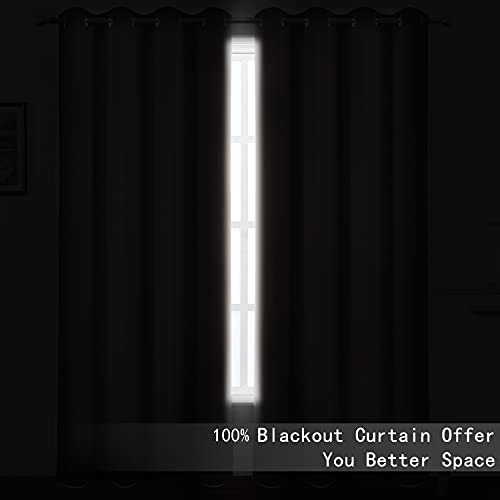 100% Blackout Curtains 52 x 84 Inches Long Thermal Insulated White Curtains with Black Liner Set of 2 Panels for Nursery Room - view 4