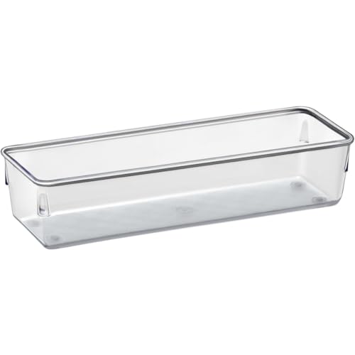 Drawer Organizer Modular, Box Tray Storage Bins for Office, Home, Makeup, Kitchen, Junk Drawer (4 Pieces) (Clear Crystal Plastic) - view 4