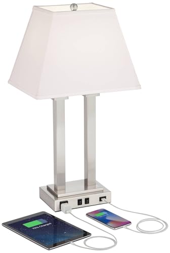 Amity 26" Tall Desk Lamp Port Outlet USB Charging Ports Modern Brushed - view 6