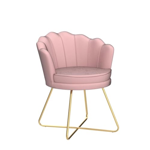 Pink Vanity Chairs, Velvet Makeup Chair for Bedroom, Home Office Desk Chair with Gold Plating Legs, Cute Accent Chair for Makeup Room, Bedroom, Living Room, Guest Reception (Velvet Pink) - view 5